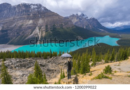A scenic view of Peyto lake in Canada