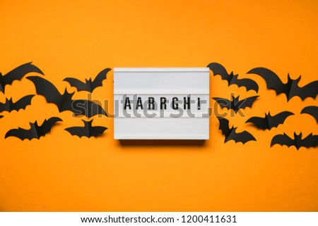 Halloween lightbox message with black scary bats