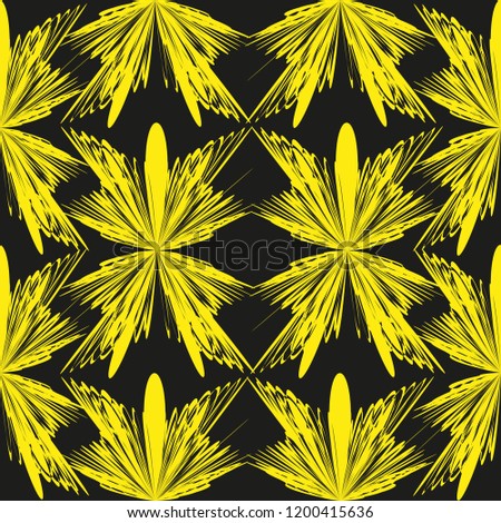 Vector seamless pattern with butterflies .Modern stylish texture.Black and yellow