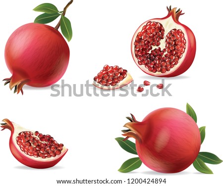 pomegranate isolated on white background.illustration vector Royalty-Free Stock Photo #1200424894