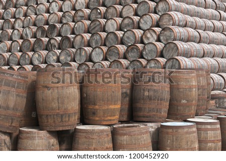 Stack of whisky casks