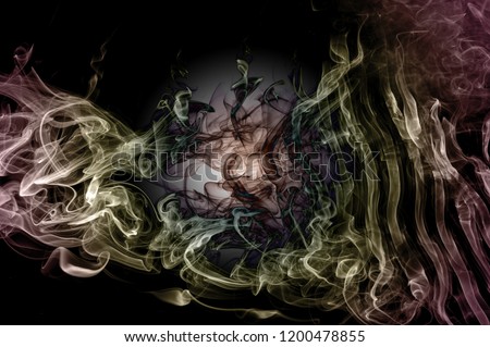 PHOTO of abstract smoke trails, designs, shapes on background. NOT ILLUSTRATIONS