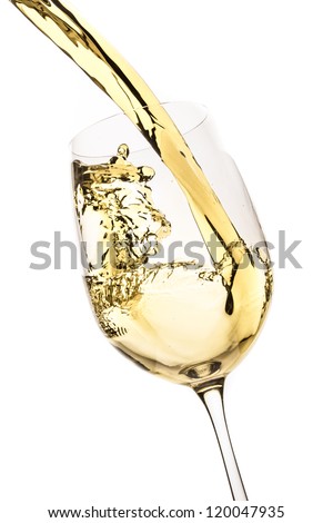 white wine splash isolated on white Royalty-Free Stock Photo #120047935