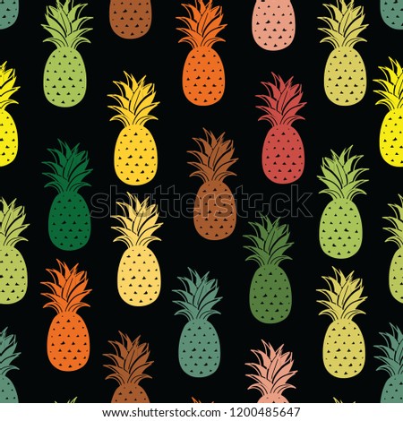 Pineapple fruits seamless pattern background format. for print.