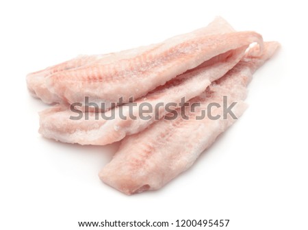 Frozen cod fillets isolated on white