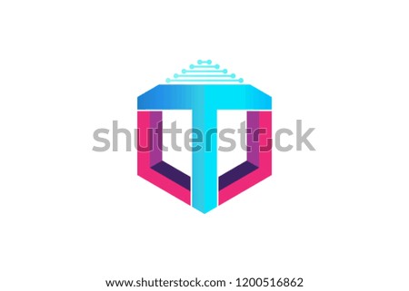 letter T hexagon technology logo Designs Inspiration Isolated on White Background