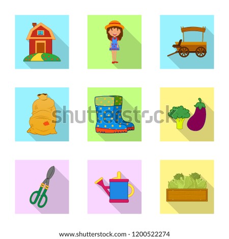 Isolated object of farm and agriculture icon. Collection of farm and plant stock symbol for web.