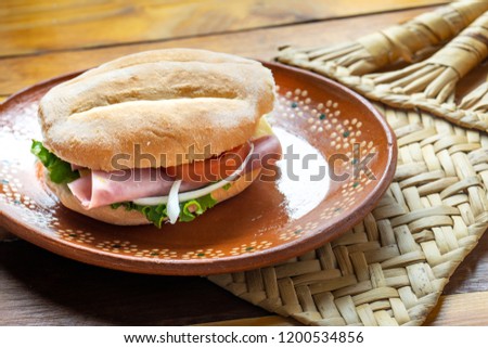 Traditional mexican ham sandwich. "torta"