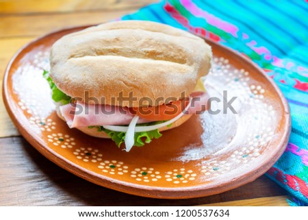 Traditional mexican ham sandwich. "torta"