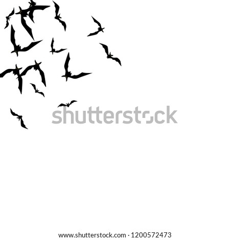 Halolween background with black bats on white. Halloween party card background template. black flying bats.
