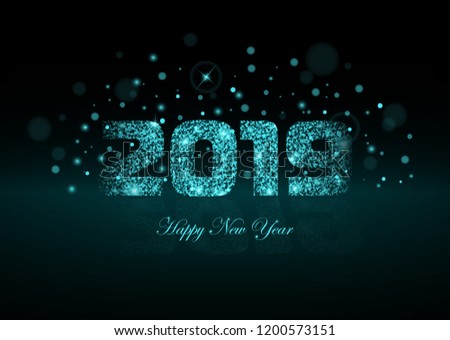 2019 Happy New Year on dark background. Vector illustration.