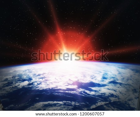 Epic sunrise from space. The elements of this image furnished by NASA.
