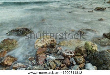 long exposure rocky seashore