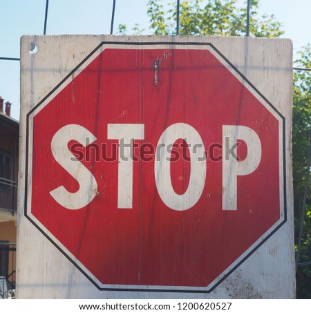 Regulatory signs, red stop traffic sign signal