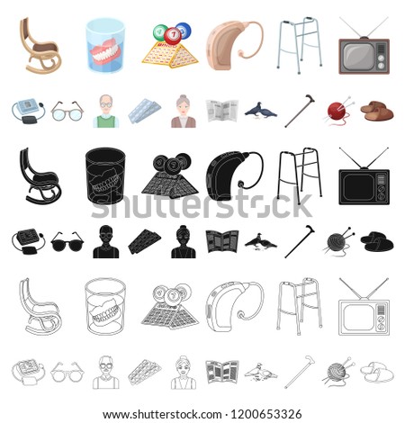 Human old age cartoon icons in set collection for design. Pensioner, period of life vector symbol stock web illustration.