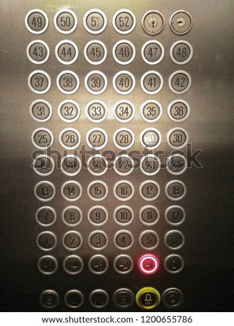 Panel of an elevator in a skyscraper, in Spain.