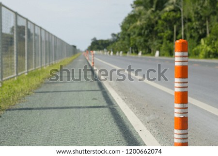 Traffic Sign or traffic pole on the road for warning, Orange traffic pole patterns for concept design and decoration