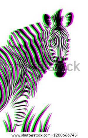 Zebra. Glitch effect