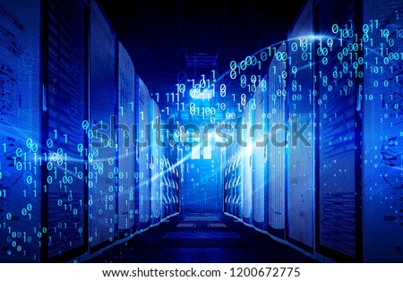visualization of big data digital data streams in the data center. The concept of big data information technology. Royalty-Free Stock Photo #1200672775