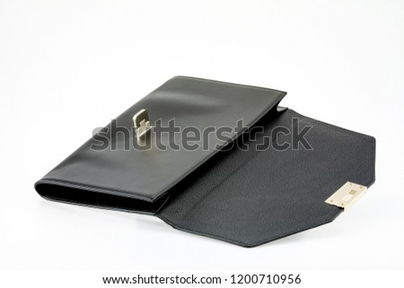 genuine black classic leather briefcase or tablet for work