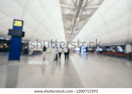 Abstract blur and defocused airport terminal interior for background