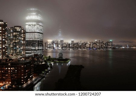 New York skyline with clouds at night