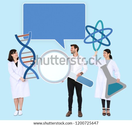 Diverse people holding genetic testing icons