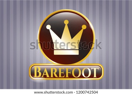  Gold emblem with crown icon and Barefoot text inside