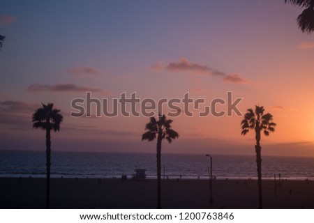 Sunset over Pacific Ocean in Santa Monica, CA
