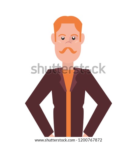 man portrait character on white background