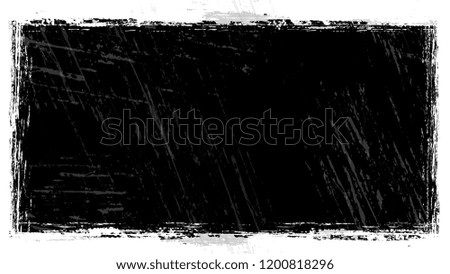 Halftone Grunge Vector Frame with Black and White Texture. Vintage Hand Painted Dirty Border. Frame with Dirty Cracked Wall Texture. Plaster, Ink Paint Banner Design Background.