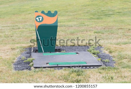 Empty driving range on a dutch pitch and putt court