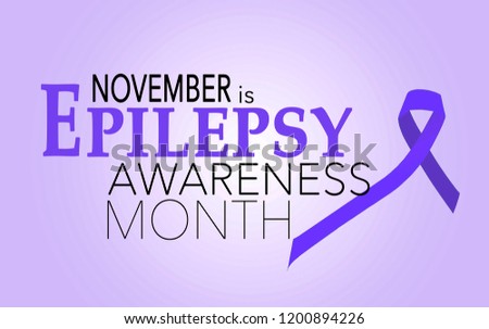 November is epilepsy awareness month background with lavander colored ribbon