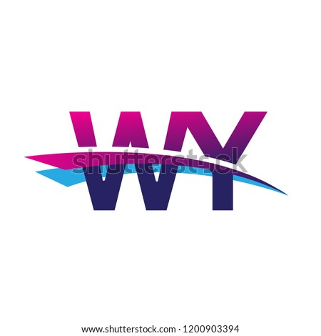 initial letter WY logotype company name colored blue and magenta swoosh design. vector logo for business and company