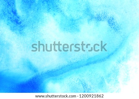 Abstract hand painted blue watercolor splash on white paper background, Creative Design Templates

