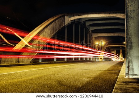 Time Exposure bridge car lights laser It information night Mannheim street bulb fast meadow