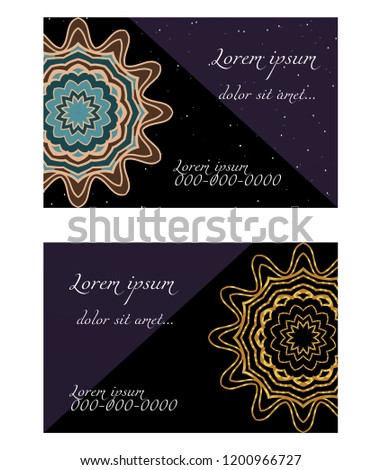 Relax cards with mandala formed flowers, boho style, vector illustration. For wedding, bridal, Valentine's day, greeting card invitation