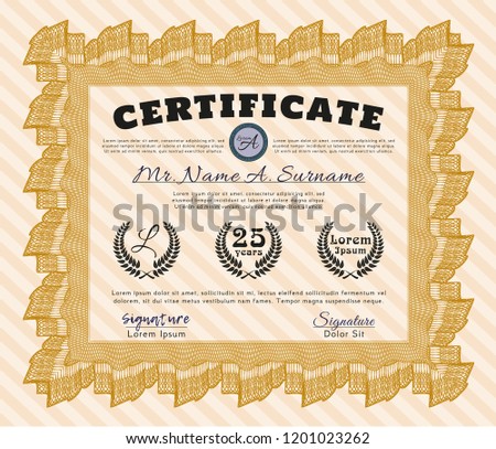 Orange Sample Certificate. With linear background. Perfect design. Customizable, Easy to edit and change colors. 