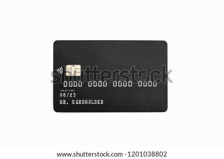 Black credit card isolated on white background Royalty-Free Stock Photo #1201038802