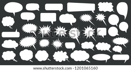 Set of speech bubbles. Blank empty vector white speech bubbles. Cartoon balloon word design. Royalty-Free Stock Photo #1201065160