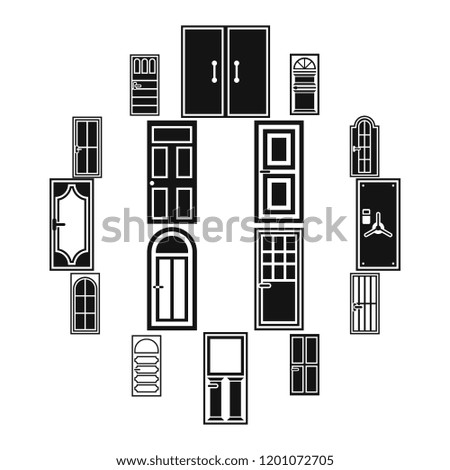 Door icons set in simple style. Exterior set collection isolated illustration