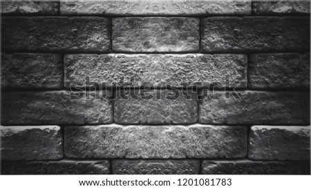 Old grunge and ancient weathered retro style brick wall black and white tone seamless background and texture.