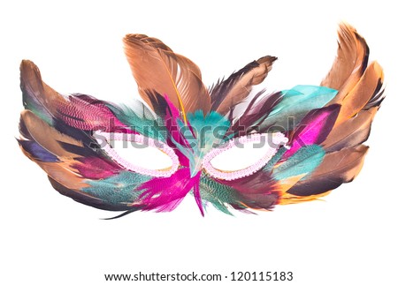Beautiful carnival feather mask  isolated on white background Royalty-Free Stock Photo #120115183