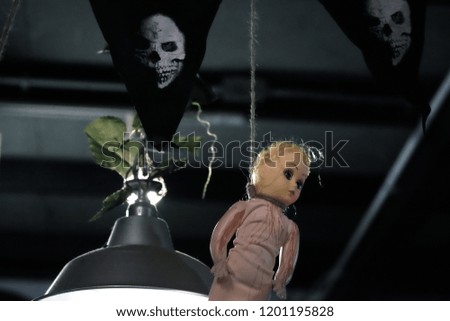  Creepy doll halloween concept.Halloween background. 