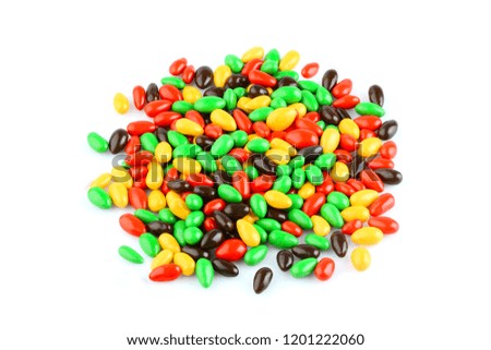 Candy in glaze. Sunflower seeds in sweet glaze. Isolated on white.
