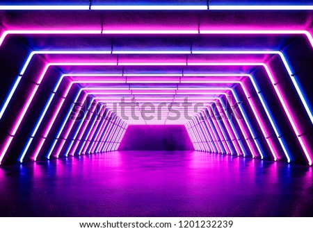 Spotlight stage. Neon background futuristic concept