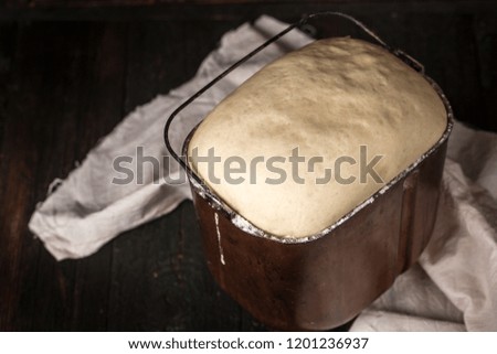 Yeast dough rises in the bowl of the bread maker