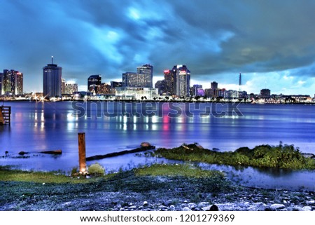 New Orleans city skyline from Algiers point