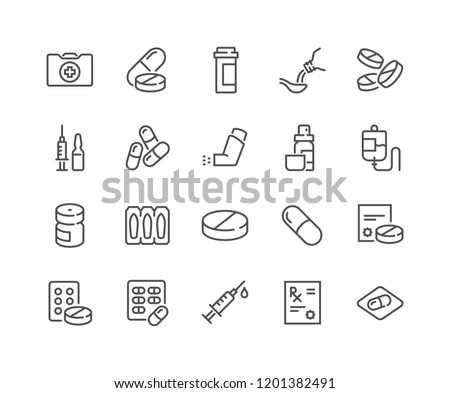 Simple Set of Medical Drugs Related Vector Line Icons. Contains such Icons as Prescription, Inhaler, Pill and more.
Editable Stroke. 48x48 Pixel Perfect. Royalty-Free Stock Photo #1201382491