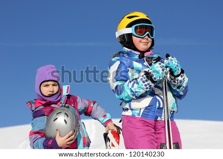 Girls in ski equipment